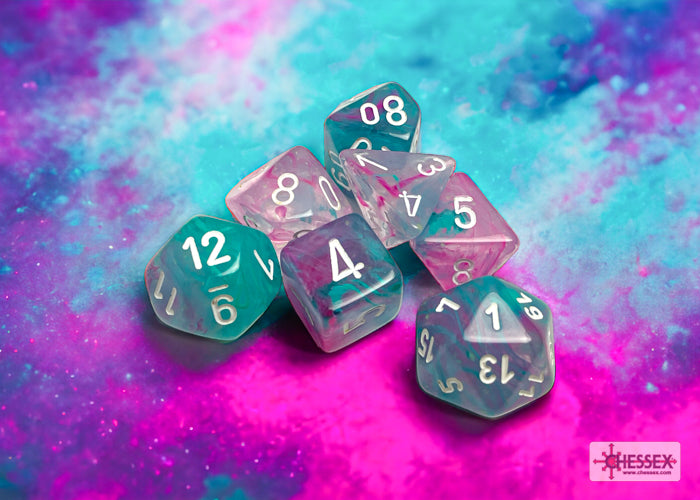 Nebula Wisteria/white Luminary Polyhedral 7-Dice Set - Dice & Accessories - Image - Pop Weasel