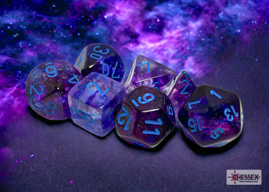 Nebula Nocturnal/blue Luminary Polyhedral 7-Dice Set - Image 1