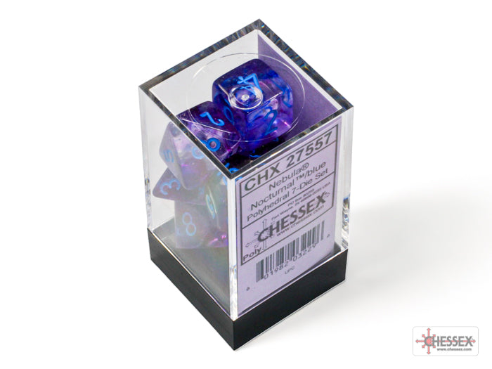 Nebula Nocturnal/blue Luminary Polyhedral 7-Dice Set - Image 3 - Dice & Accessories - Image - Pop Weasel