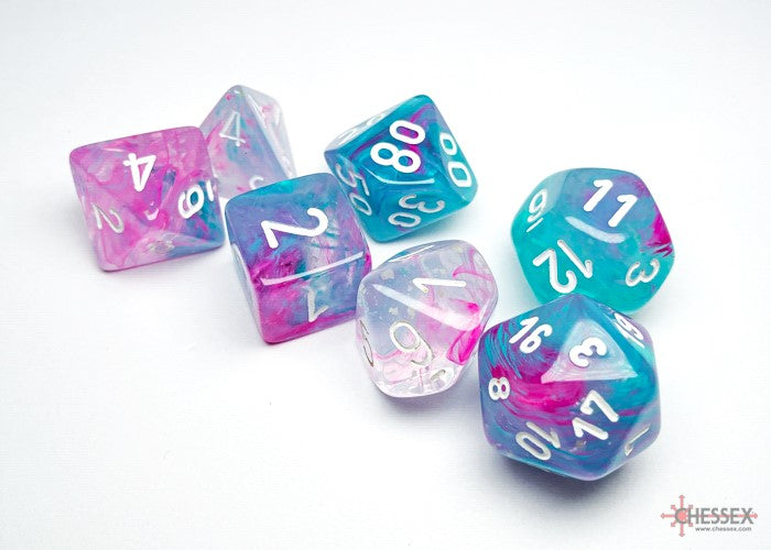 Nebula Wisteria/white Luminary Polyhedral 7-Dice Set - Dice & Accessories - Image - Pop Weasel