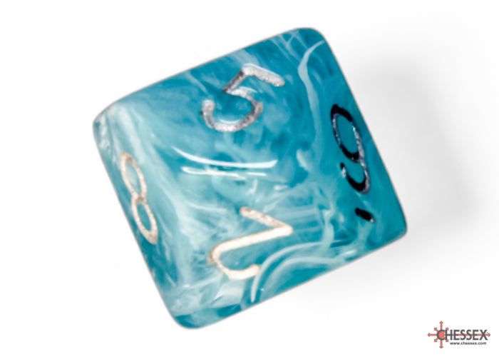 Cirrus Aqua/silver Polyhedral 7-Dice Set - Dice & Accessories - Image - Pop Weasel
