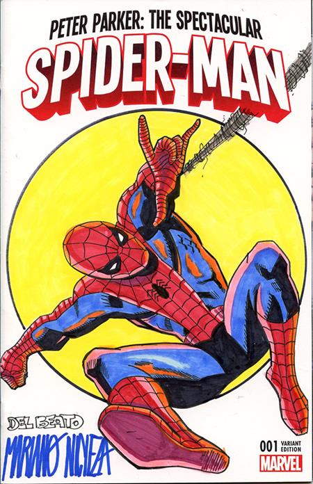 Df Marvel Comics Commissioned Cover Art Signed And Remarked By Mariano Nicieza And Joe Delbeato With A Spider-Man Sketch - Image