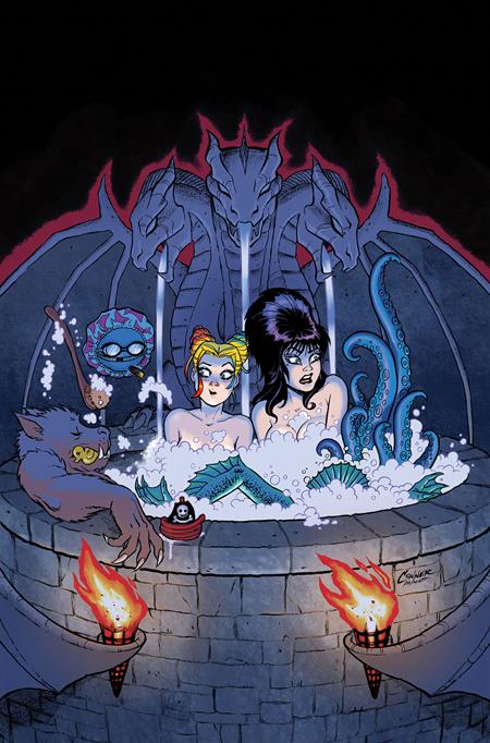 Harley Quinn X Elvira #4  F Amanda Conner Hot Tub Metal Virgin Var