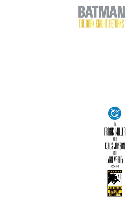 Batman The Dark Knight Returns #1 (of 4) Facsimile Edition  E Blank Card Stock Var