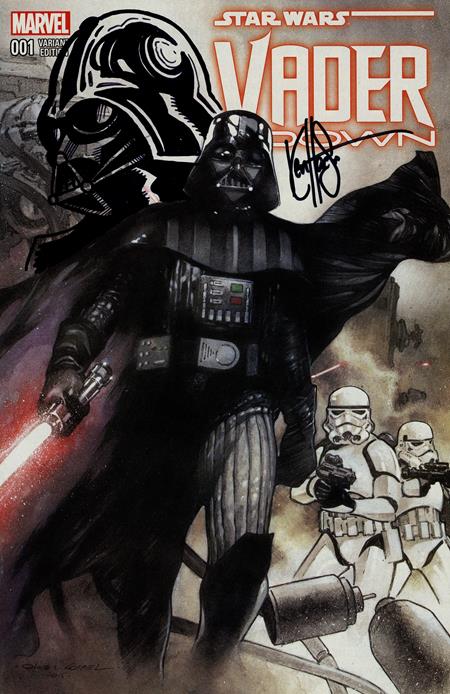 Df Star Wars Vader Down #1 Df Exclusive Signed And Remarked By Ken Haeser With Darth Vader Head Sketch - Image