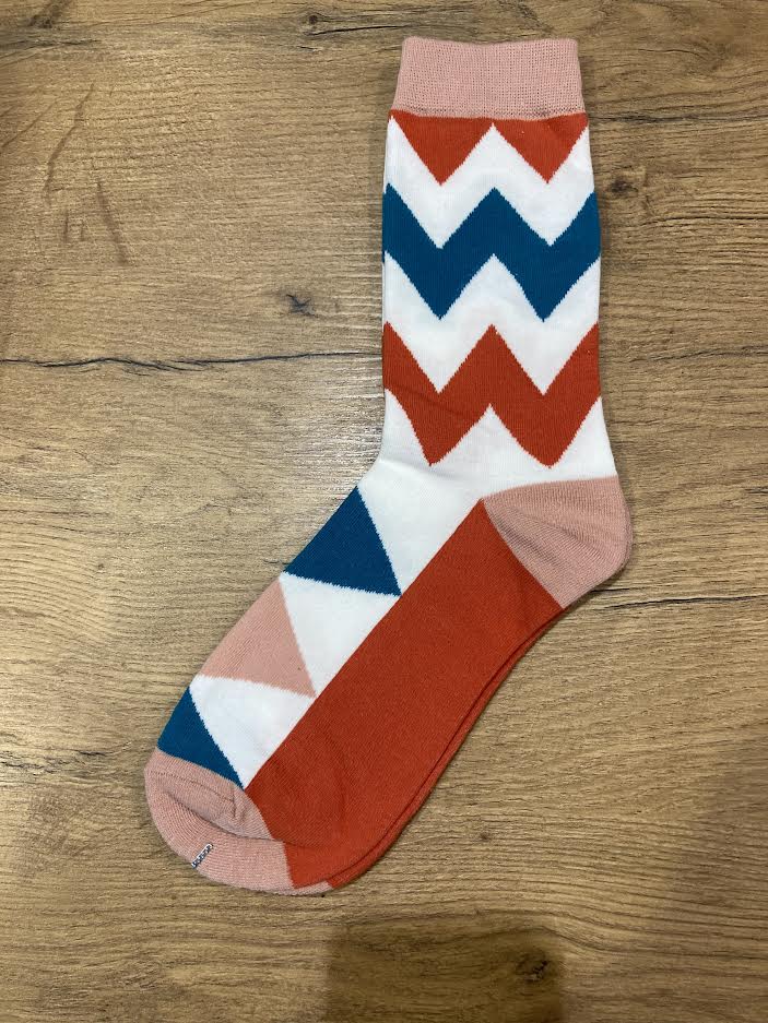 PoppySocks - Blue & Orange Zig-Zag - Socks - Image - Pop Weasel