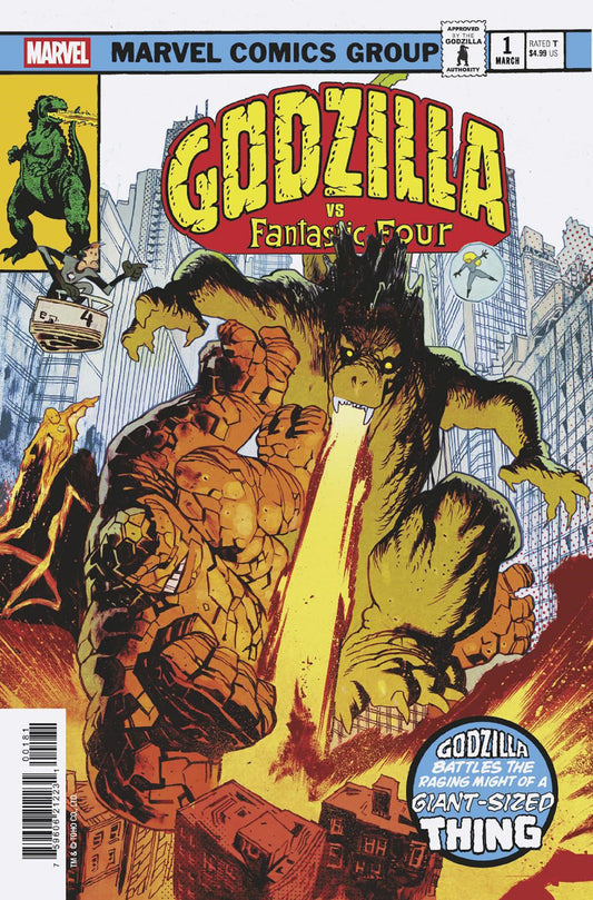GODZILLA VS. FANTASTIC FOUR #1 JAMES HARREN GODZILLA KING OF THE MONSTERS HOMAGE VARIANT - Image