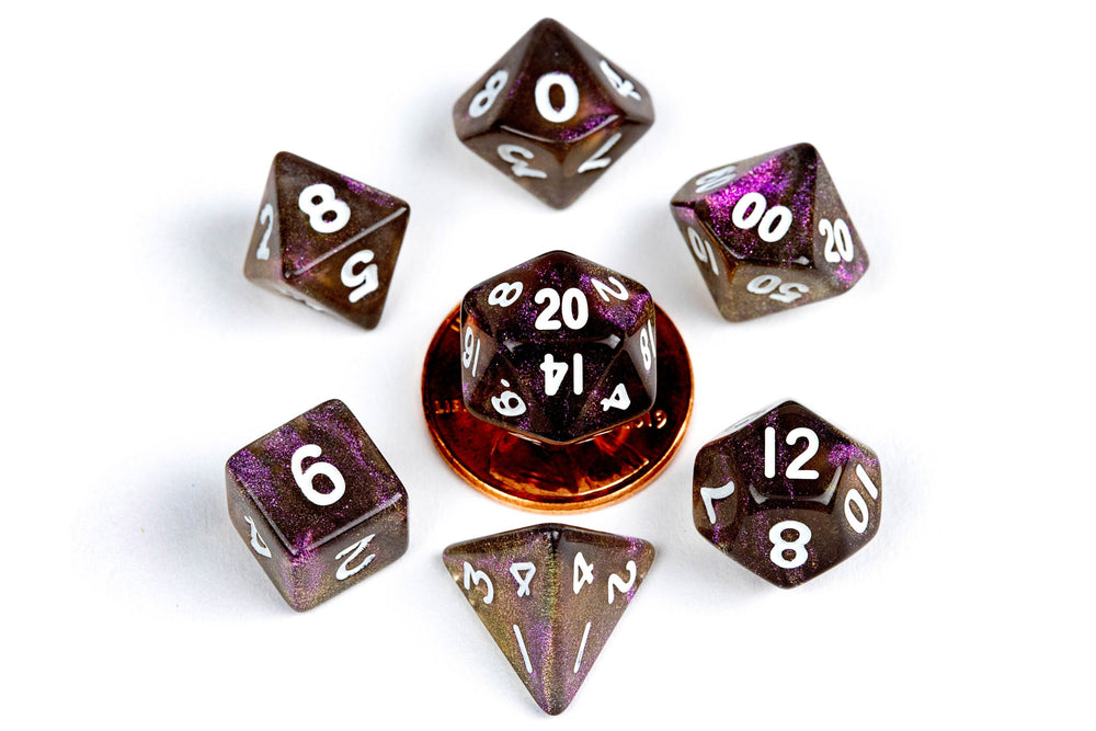 Stardust Supervolcano 10mm Mini Poly Dice Set - Image 1 - Dice & Accessories - Image - Pop Weasel