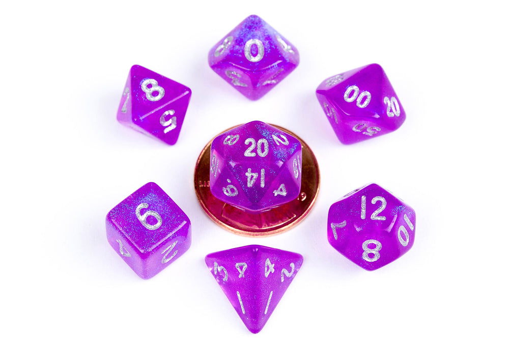 Stardust Purple 10mm Mini Poly Dice Set - Image 1 - Dice & Accessories - Image - Pop Weasel