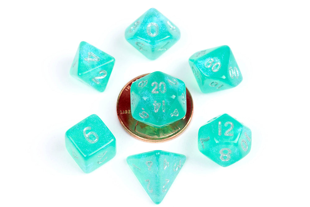 Stardust Turquoise 10mm Mini Poly Dice Set - Image 1 - Dice & Accessories - Image - Pop Weasel