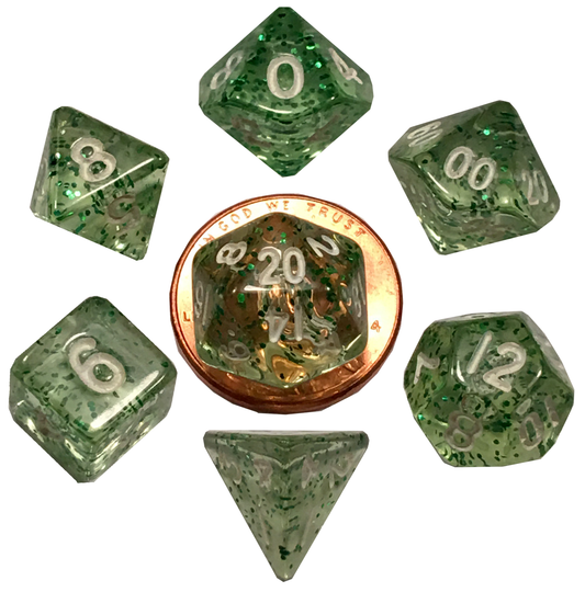 Ethereal Green 10mm Mini Polyhedral Dice Set - Image 1