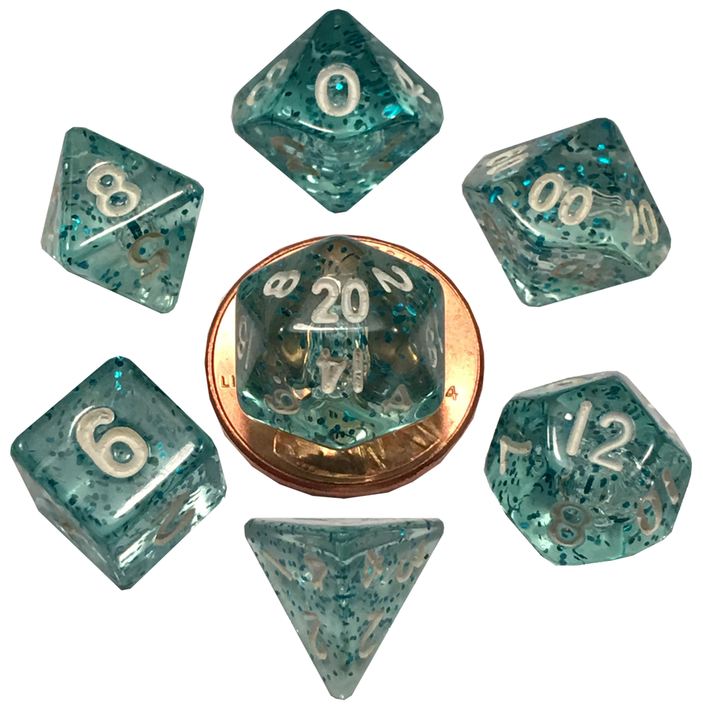 Ethereal Light Blue 10mm Mini Polyhedral Dice Set - Image 1 - Dice & Accessories - Image - Pop Weasel