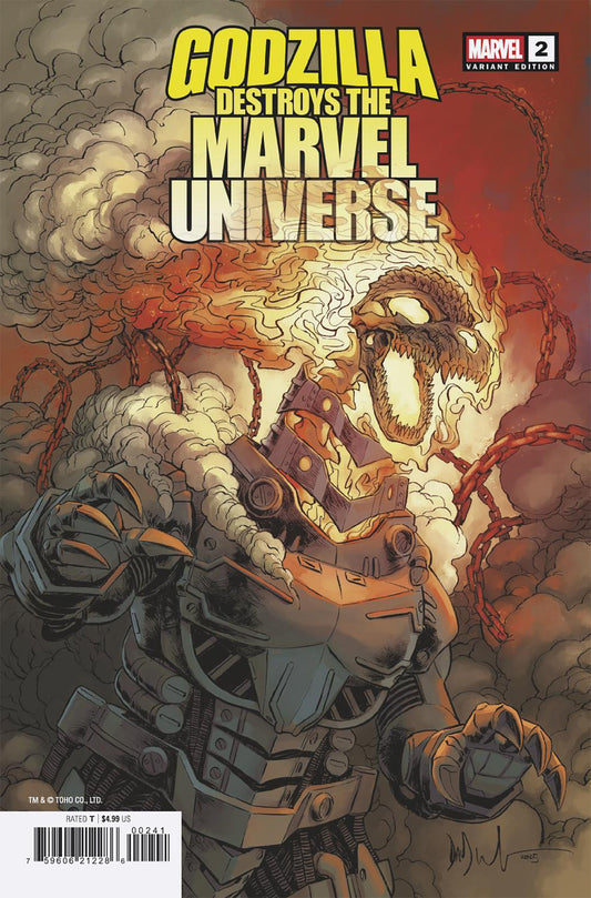 GODZILLA DESTROYS THE MARVEL UNIVERSE #2 DAVE WACHTER MARVELIZED MECHA-GHOST RIDERZILLA VARIANT - Image