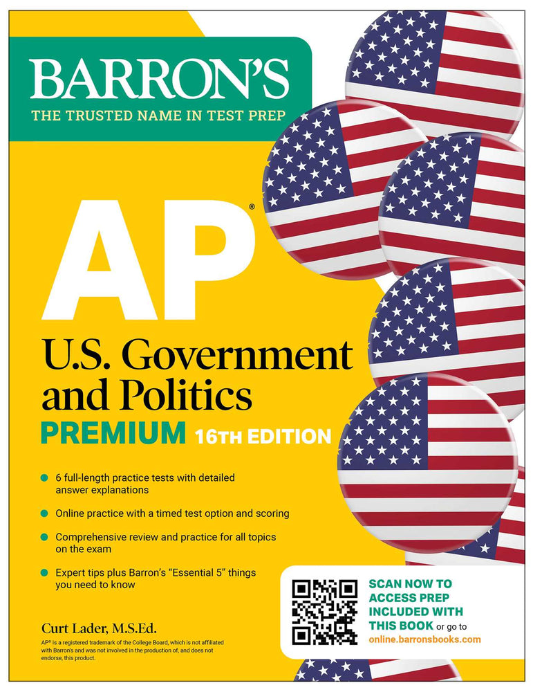 AP U.S. Government and Politics Premium, Sixteenth Edition: Prep Book with 6 Practice Tests + Comprehensive Review + Online Practice (2026) image - Non-Fiction - Image - Pop Weasel