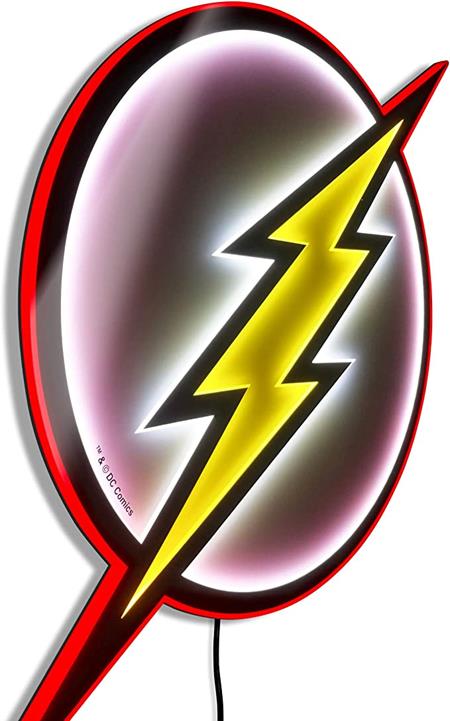 Dc Comics The Flash Justice League Illuminated Scarlet Speedster Thunderbolt Led Neon Style Superhero Logo Wall Light Hangable Lamp (large) image