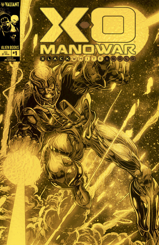 X-O Manowar Black, White & Gold #1 Variant D Foil (Quesada Gold Version) - Image