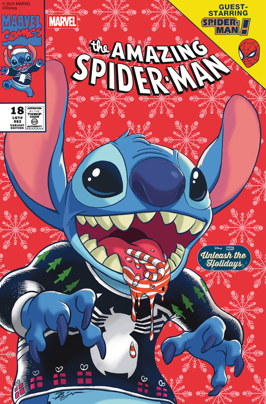 AMAZING SPIDER-MAN #18 BEN SU DISNEY STITCH UNLEASH THE HOLIDAYS VARIANT