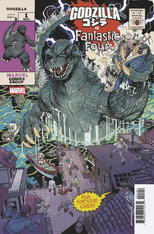 GODZILLA VS. FANTASTIC FOUR #1 NICK BRADSHAW MONSTER HOMAGE VARIANT - Image