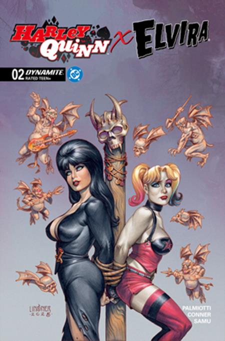 Harley Quinn X Elvira #2  C Joseph Michael Linsner Var - Image