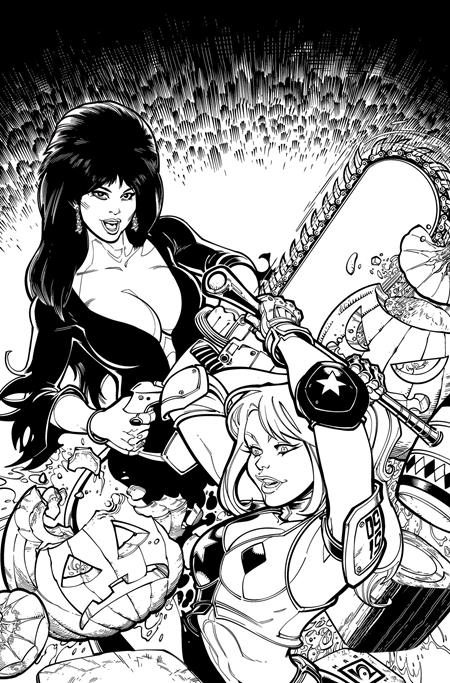 Harley Quinn X Elvira #1  Q Inc 1:15 Chad Hardin Line Art Virgin Var - Image