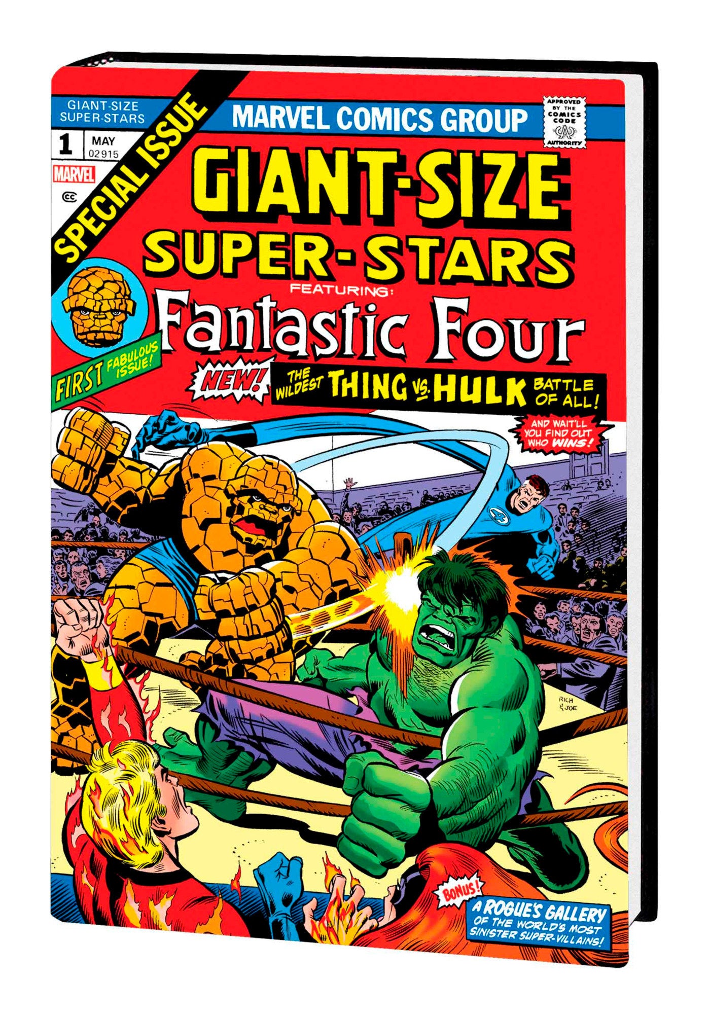 THE FANTASTIC FOUR OMNIBUS VOL. 5 RICH BUCKLER THING VS. HULK COVER [DM ONLY] | Hardcover image