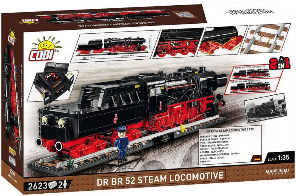 Image Pop Weasel - Image 3 of Trains - DR BR 52 Steam Locomotive 1:35 Scale Exclusive Edition [2623 Pcs] - Cobi - Model - Image - Pop Weasel