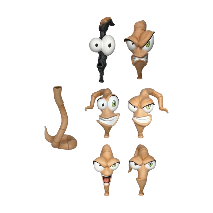 Pop Weasel Image of Earthworm Jim - Worm Body Jim & Heads Accessory Pack - Premium DNA Toys - Action Figure - Image - Pop Weasel