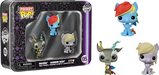 Pop Weasel Image of My Little Pony - Discord, Rainbow Dash & Derpy Pocket Pop! 3-Pack Tin - Funko