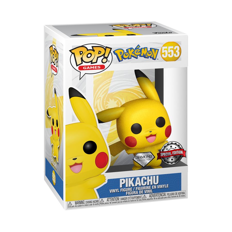 Pop Weasel - Image 3 of Pokemon - Pikachu Waving Diamond Glitter US Exclusive Pop! Vinyl [RS] - Funko - Pop Vinyl - Image - Pop Weasel