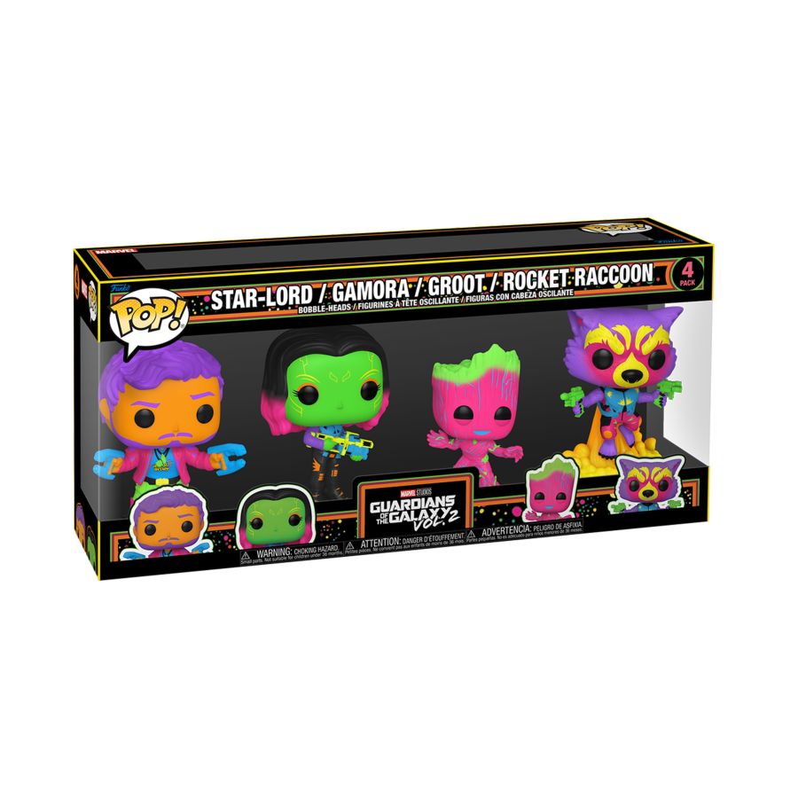 Pop Weasel - Image 3 of Guardians of the Galaxy: Volume 2 - US Exclusive Blacklight Pop! 4-Pack [RS] - Funko - Pop Vinyl - Image - Pop Weasel