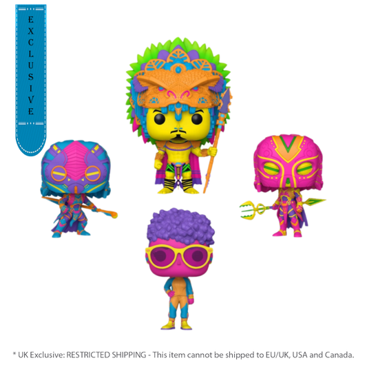 Pop Weasel Image of Black Panther 2: Wakanda Forever - Blacklight UK Exclusive Pop! Vinyl 4-Pack [RS] - Funko