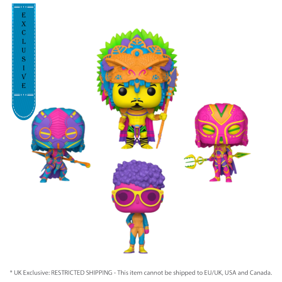 Pop Weasel Image of Black Panther 2: Wakanda Forever - Blacklight UK Exclusive Pop! Vinyl 4-Pack [RS] - Funko - Pop Vinyl - Image - Pop Weasel