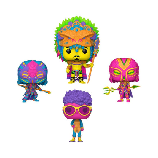 Pop Weasel - Image 2 of Black Panther 2: Wakanda Forever - Blacklight UK Exclusive Pop! Vinyl 4-Pack [RS] - Funko