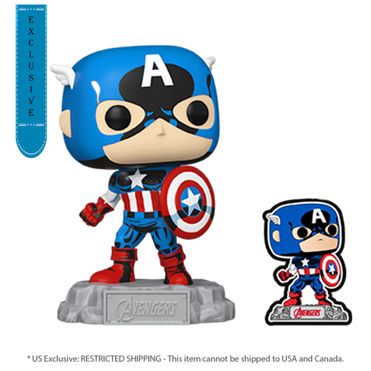 Pop Weasel Image of Marvel Comics - Captain America 60th Anniversary (with Pin) US Exclusive Pop! Vinyl [RS] - Funko