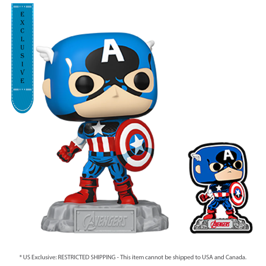 Pop Weasel Image of Marvel Comics - Captain America 60th Anniversary (with Pin) US Exclusive Pop! Vinyl [RS] - Funko - Pop Vinyl - Image - Pop Weasel