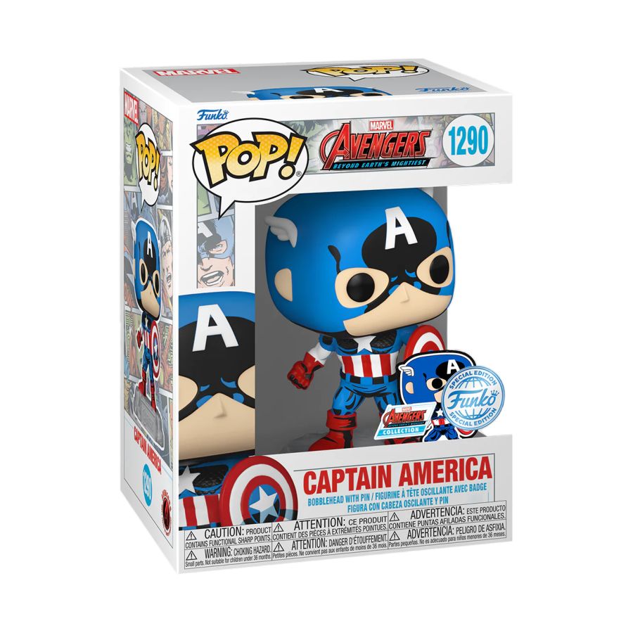 Pop Weasel - Image 3 of Marvel Comics - Captain America 60th Anniversary (with Pin) US Exclusive Pop! Vinyl [RS] - Funko - Pop Vinyl - Image - Pop Weasel