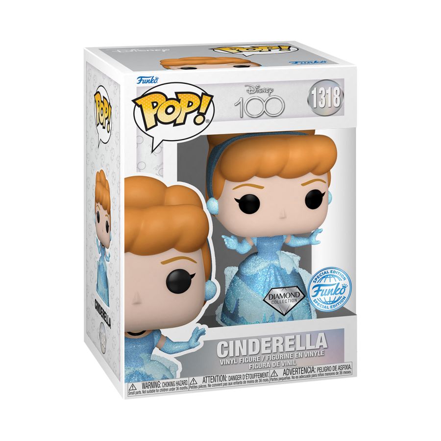 Pop Weasel - Image 3 of Disney 100th - Cinderella Diamond Glitter US Exclusive Pop! Vinyl [RS] - Funko - Pop Vinyl - Image - Pop Weasel