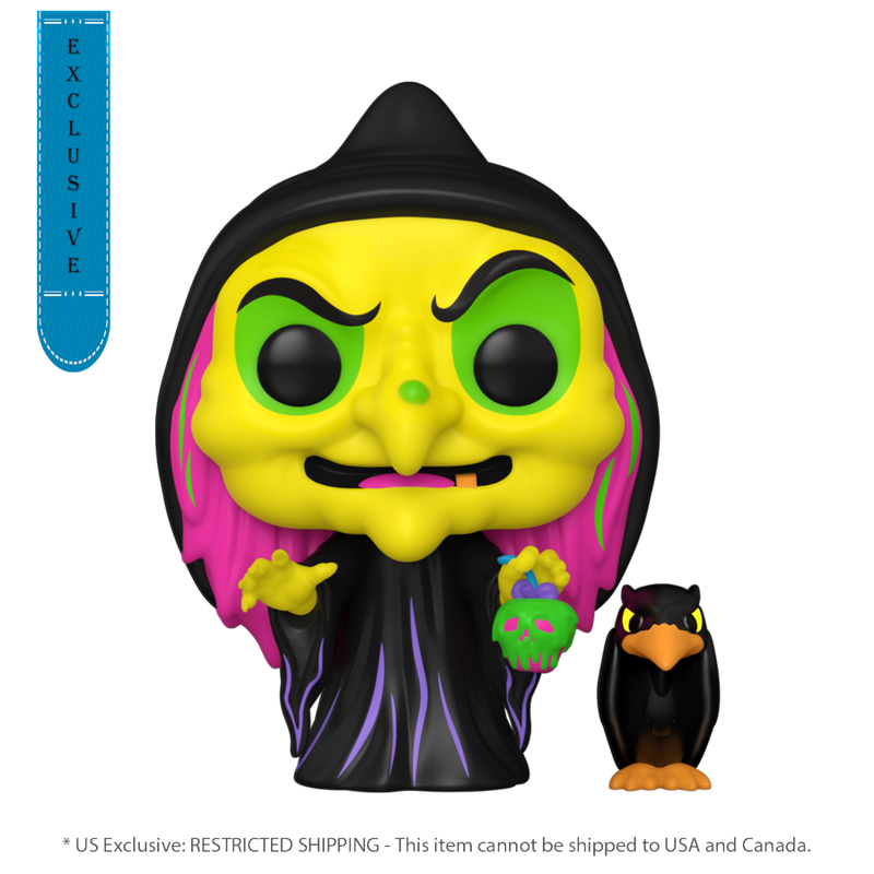 Snow White (1937) - Disguised Evil Queen (with Raven) US Exclusive Blacklight Pop! Vinyl [RS] - Funko