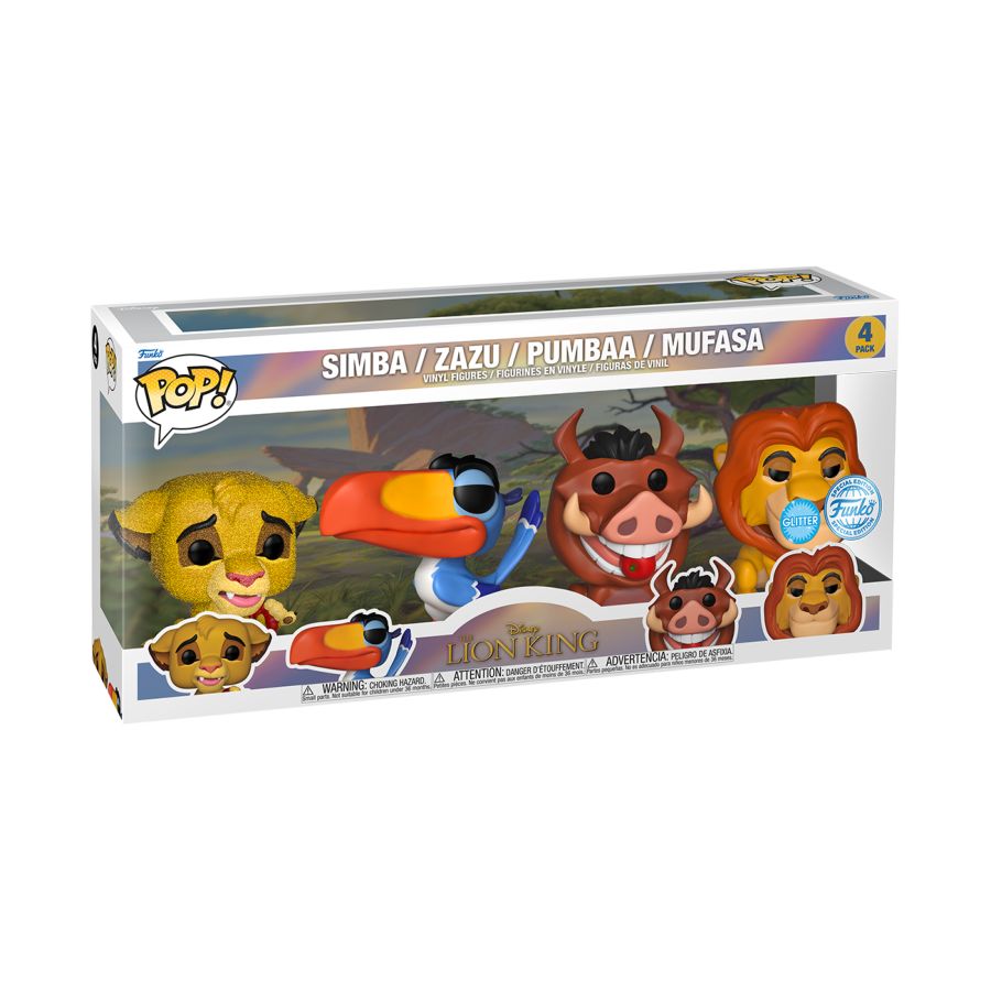 Pop Weasel - Image 3 of Lion King (1994) - Simba, Zazi, Pumbaa, Mufasa US Exclusive Glitter Pop! 4-Pack [RS] - Funko - Pop Vinyl - Image - Pop Weasel