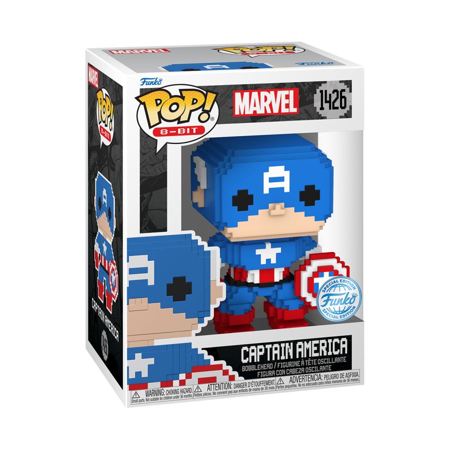 Image Pop Weasel - Image 3 of Marvel: 8-Bit - Captain America 8-Bit Pop! RS - Funko - Pop Vinyl - Image - Pop Weasel