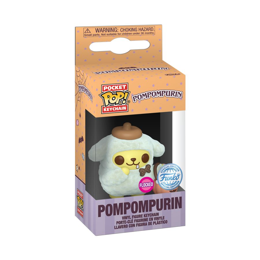 Image Pop Weasel - Image 3 of Sanrio - Pompompurin (Halloween) US Exclusive Flocked Pop! Keychain [RS] - Funko - Pop Vinyl - Image - Pop Weasel