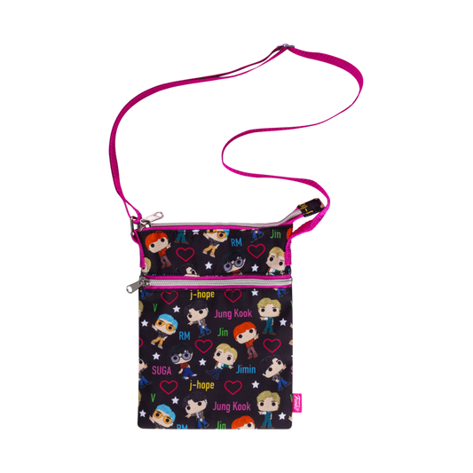 Pop Weasel Image of BTS - Band with Hearts Print Crossbody Passport Bag - Loungefly