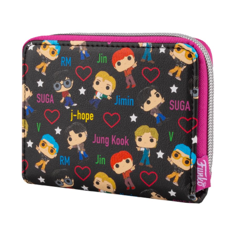 Pop Weasel - Image 2 of BTS - Band with Hearts All Over Print Wallet - Loungefly - Bags, Wallets & Purses - Image - Pop Weasel