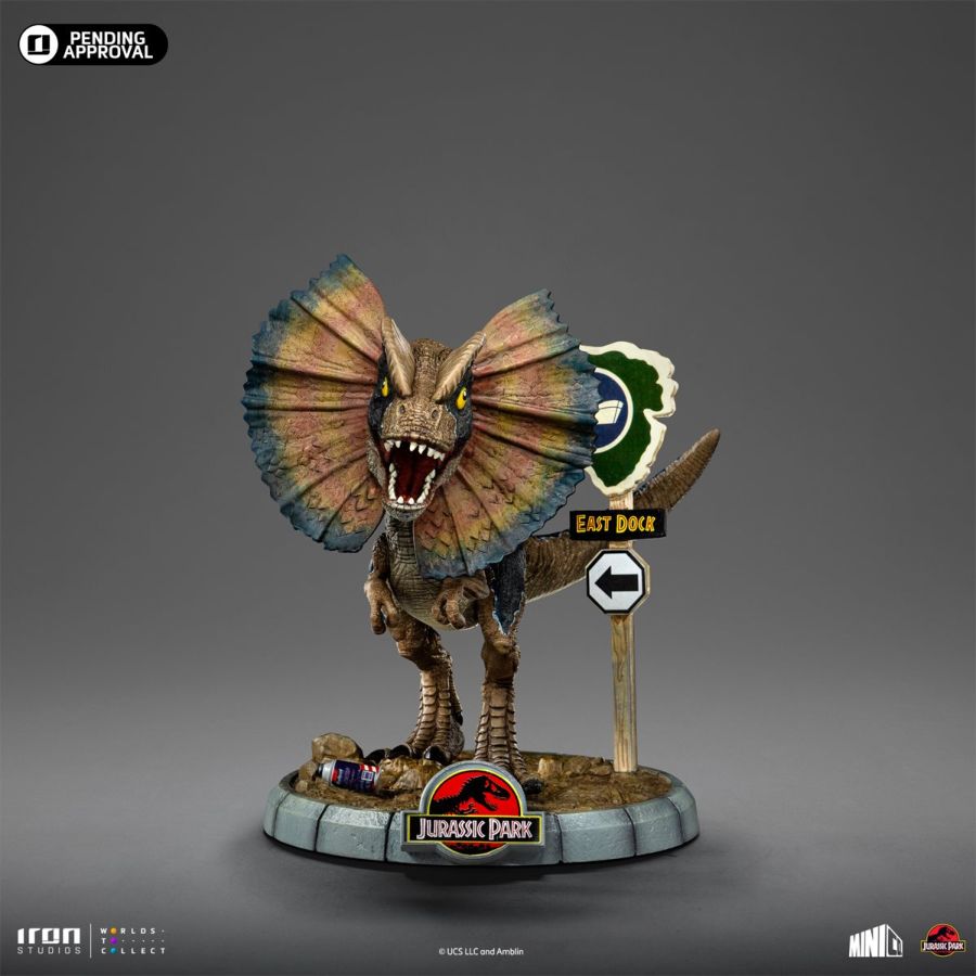 Pop Weasel - Image 3 of Jurassic Park - Dilophosaurus MiniCo Vinyl - Iron Studios - Statue - Image - Pop Weasel