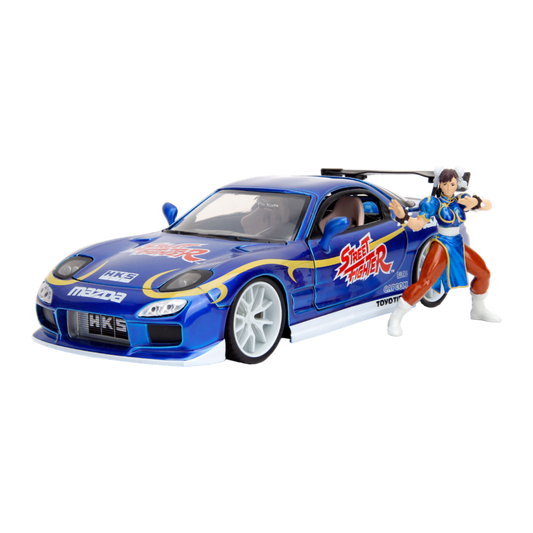 Pop Weasel Image of Street Fighter - Mazda RX-7 (1993) 1:24 Scale with Chun-Li Figure - Jada Toys