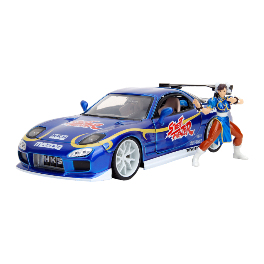 Pop Weasel Image of Street Fighter - Mazda RX-7 (1993) 1:24 Scale with Chun-Li Figure - Jada Toys - Die Cast - Image - Pop Weasel