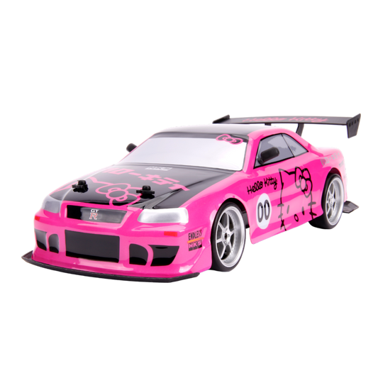 Pop Weasel Image of Hello Kitty - 2002 Nissan Skyline GT-R (BNR34) 1:10 Scale Remote Control Car - Jada Toys