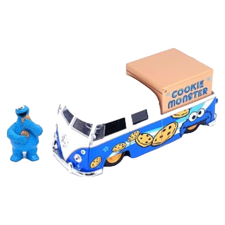 Pop Weasel Image of Sesame Street - '63 VW Bus w/Cookie Monster 1:24 Scale Hollywood Ride - Jada Toys - Die Cast - Image - Pop Weasel