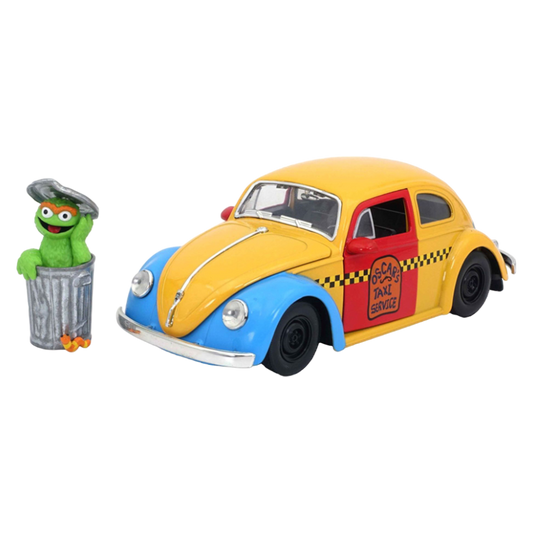 Pop Weasel Image of Sesame St - 1959 VW Beetle 1:24 Scale HR w/Oscar - Jada Toys