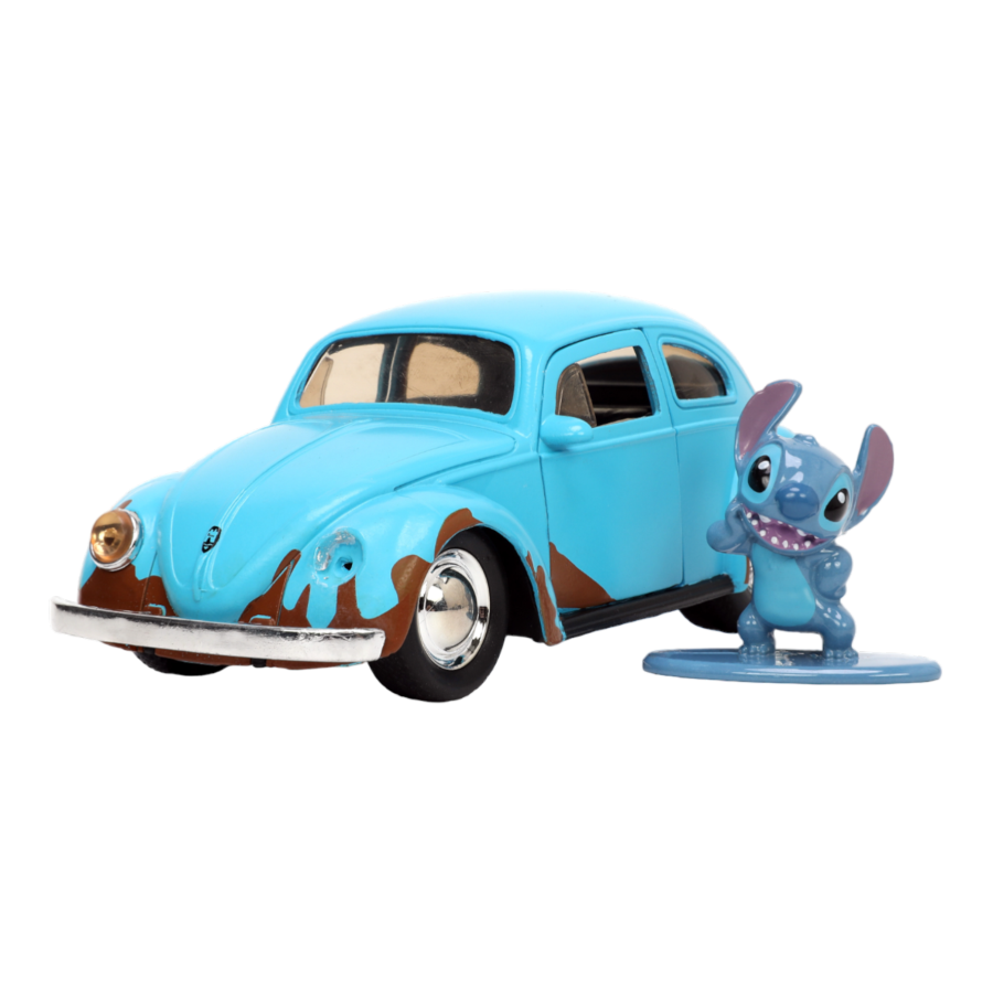 Lilo & Stitch - VW Beetle (Blue) 1:32 Scale with Stitch MetalFig - Jada Toys - Die Cast - Image - Pop Weasel